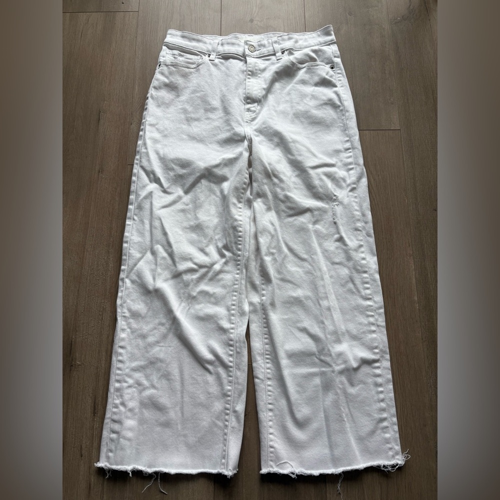 Uniqlo White Wide Leg Flare Jeans